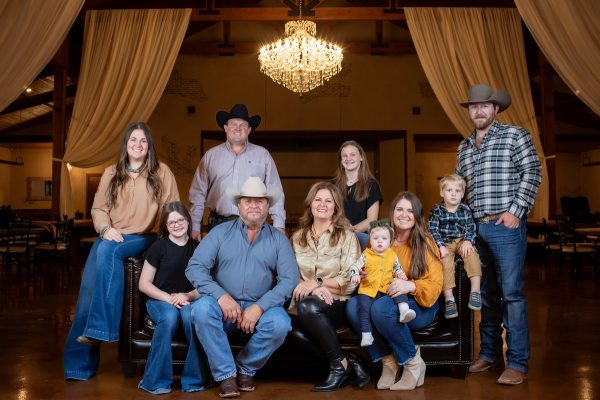A family celebrating at The Chandelier of Gruene